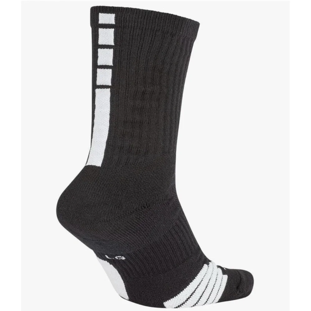 Nike Black Elite‎ Basketball Crew Socks Cushioned Size M Mens 6-8 SX7622 013 NEW